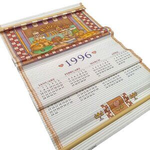 Vintage 1996-1997 Bamboo Wall Hangings With Calendar